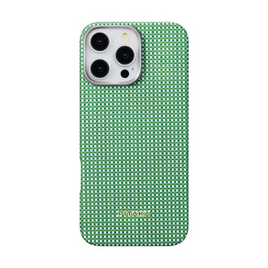 Apple iPhone 16 Pro Max Kılıf Magsafe Şarj Özellikli Aramid Fiber Pitaka Ultra-Slim Classic Serisi Forest Green Kapak resmi