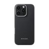 Apple iPhone 16 Pro Max Kılıf Magsafe Şarj Özellikli 600D Aramid Fiber Pitaka Ultra-Slim Classic Serisi Black-Grey Twill Kapak resmi