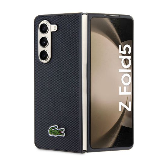 Galaxy Z Fold 5 Kılıf Lacoste Orjinal Lisanslı PU Pike Desenli Arka Yüzey İkonik Timsah Dokuma Logolu Kapak resmi