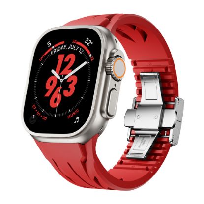 Apple Watch Ultra 49mm KRD-127 Metal Tokalı Silikon Kordon resmi