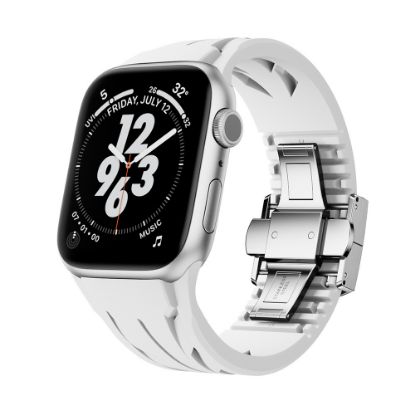 Apple Watch 7 45mm KRD-127 Metal Tokalı Silikon Kordon resmi