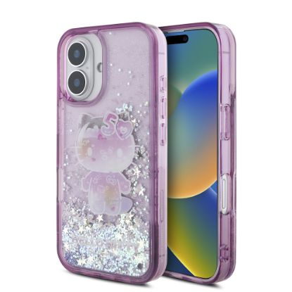 Apple iPhone 16 Kılıf Hello Kitty Orjinal Lisanslı Sıvılı Simli 50. Yıldönümü Partisi Kapak resmi
