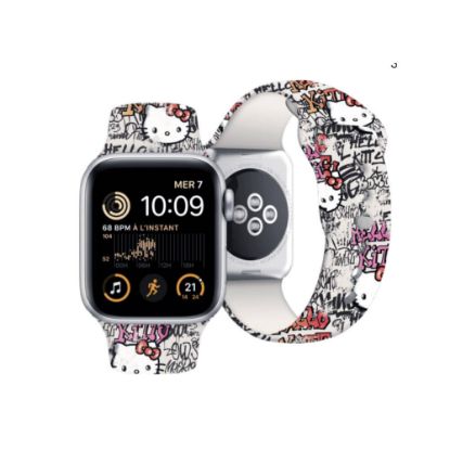 Apple Watch 40mm Hello Kitty Orjinal Lisanslı Etiket Graffiti Silikon Kordon resmi