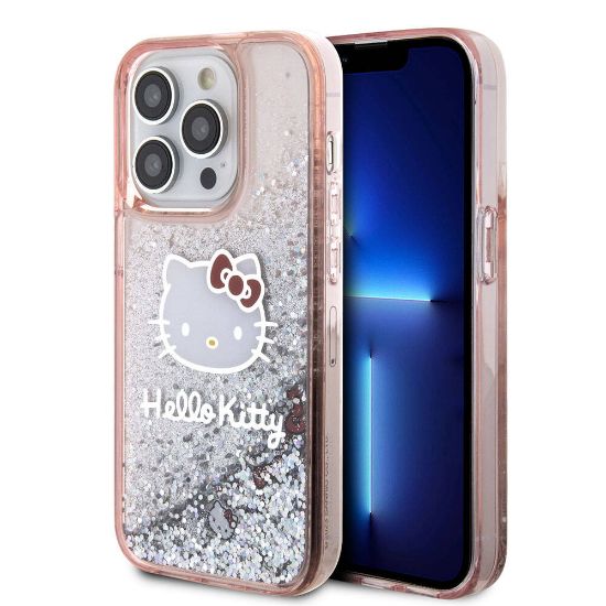 Apple iPhone 15 Pro Kılıf Hello Kitty Orjinal Lisanslı İkonik Sıvılı Glitter Kapak resmi