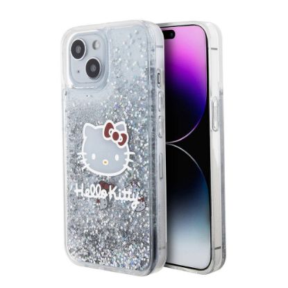 Apple iPhone 15 Kılıf Hello Kitty Orjinal Lisanslı İkonik Sıvılı Glitter Kapak resmi